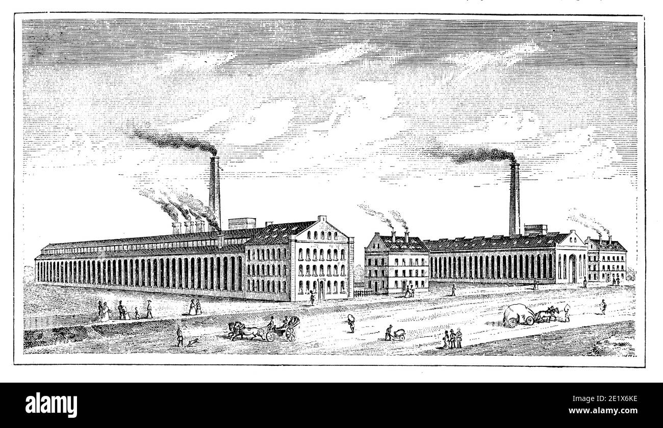 Erste deutsche Werkzeugmaschinenfabrik von Johann Zimmermann in Chemnitz, 19. Jahrhundert Stockfoto