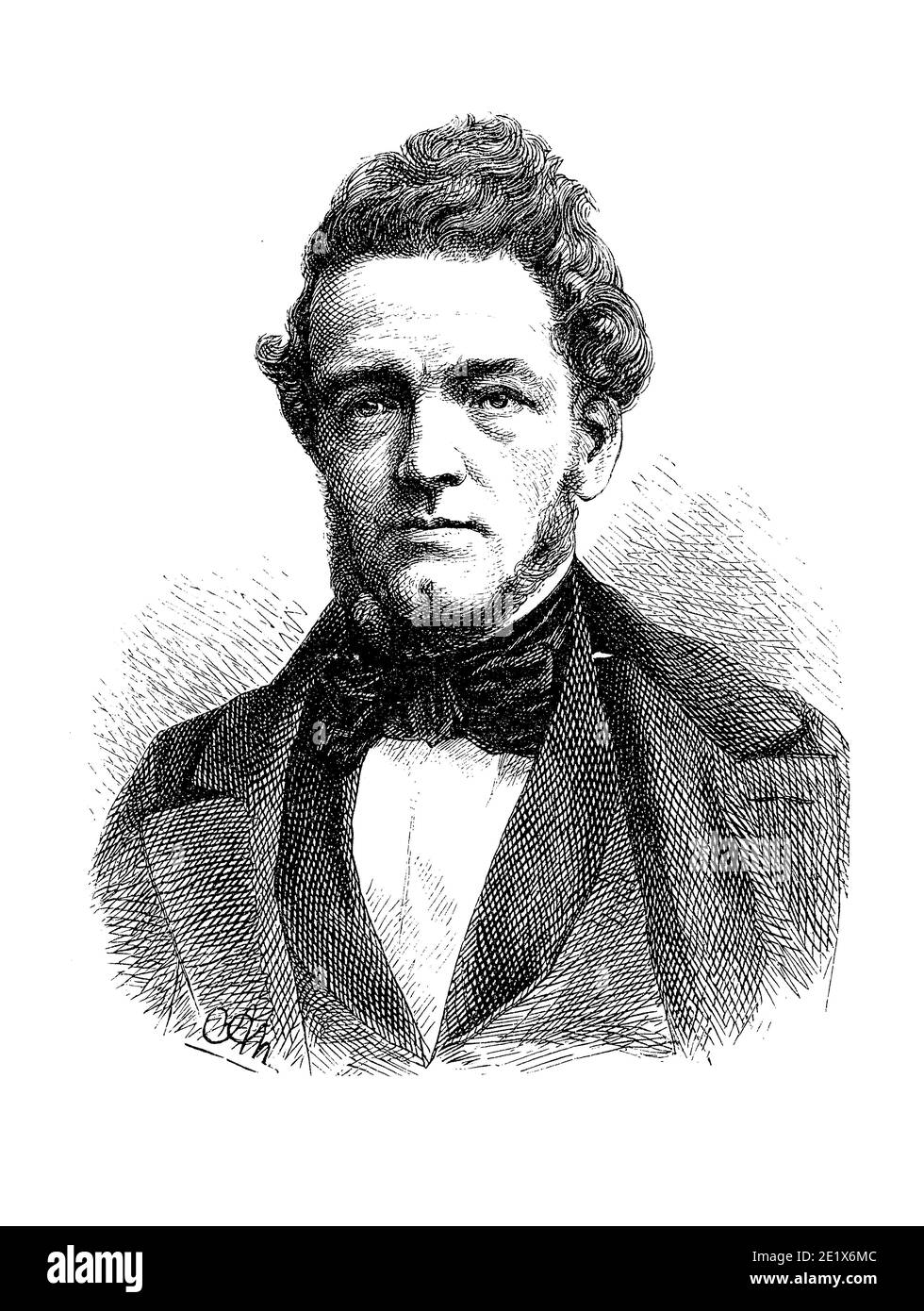 Portrait von Ferdinand Redtenbacher ( 1809 - 1863)Österreicher, Professor für Mechanik und Maschinenbau am Polytechnikum Karlsruhe, Gründer des naturwissenschaftlichen Maschinenbaus Stockfoto