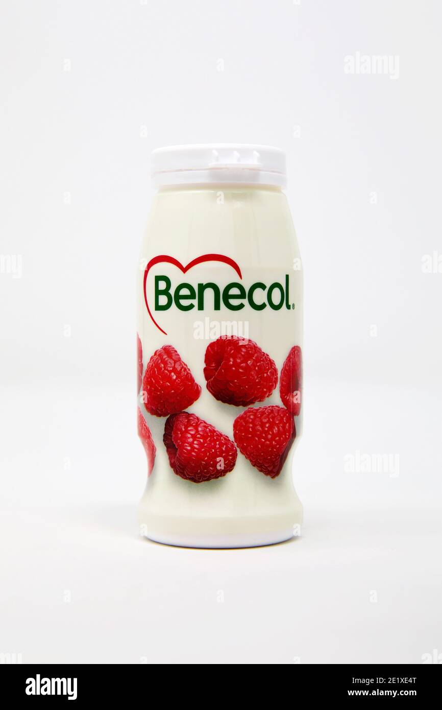 Benecol Himbeer Joghurt Getränk Stockfoto