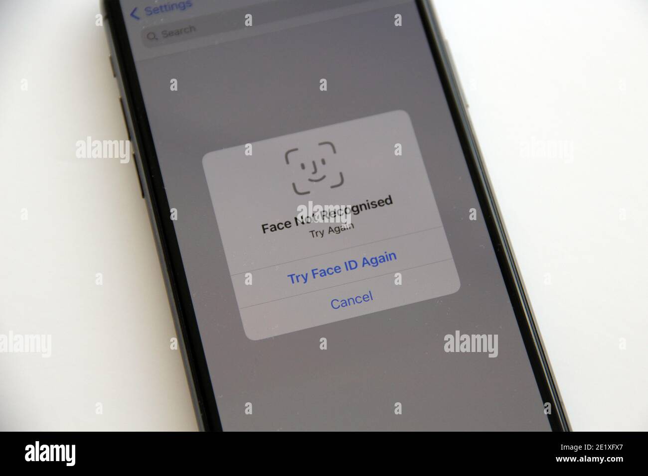 FaceID auf dem iPhone Stockfoto
