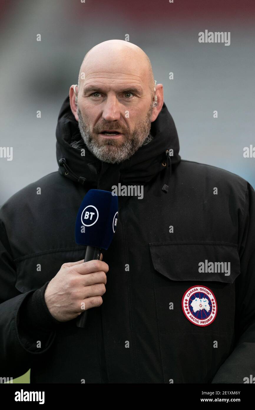 Lawrence Dallaglio arbeitet für BT vor dem Gallagher Premiership Spiel in Twickenham Stoop, London Bild von Juan Gasparini/Focus Images/Sipa USA 10/01/2021 Quelle: SIPA USA/Alamy Live News Stockfoto