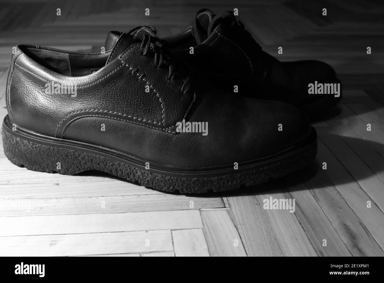 Lederschuhe. S/W Stockfoto