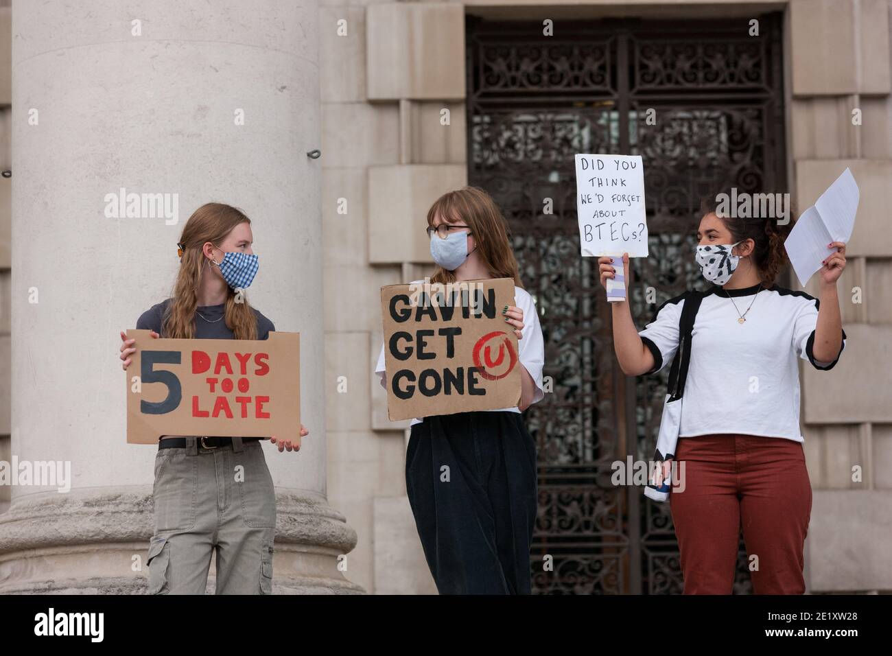 Leeds, Großbritannien - 18 2020. August: Studenten in Leeds protestieren gegen die Regierungen, die die Prüfungsergebnisse behandeln Stockfoto