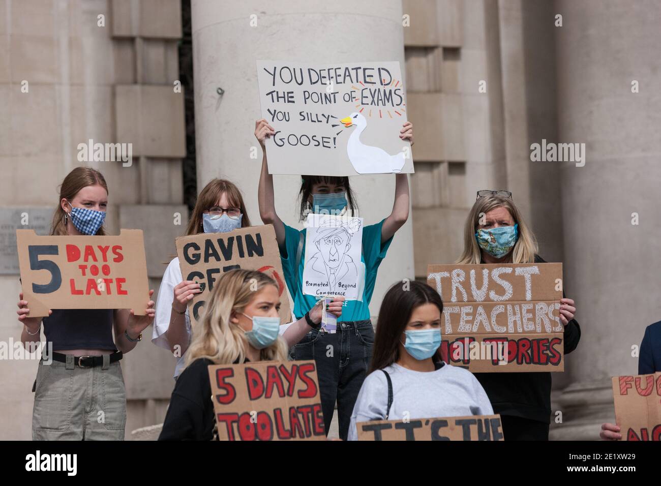 Leeds, Großbritannien - 18 2020. August: Studenten in Leeds protestieren gegen die Regierungen, die die Prüfungsergebnisse behandeln Stockfoto