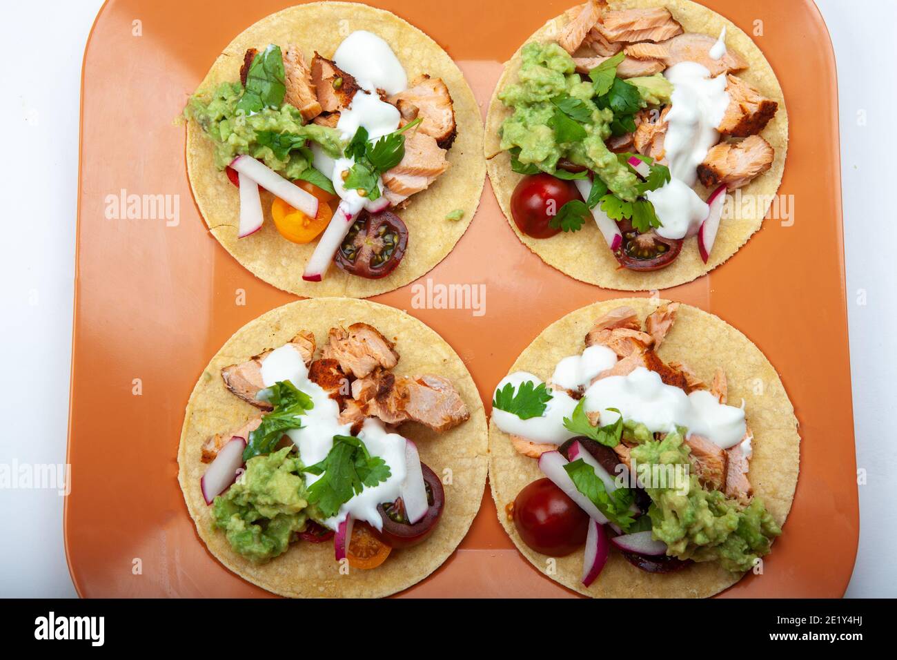 Hausgemachte Lachs Tacos Stockfoto