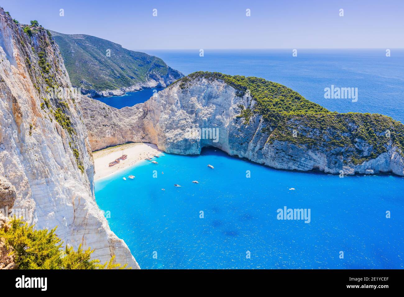 Zakynthos, Griechenland. Navagio Strand mit Schiffswrack auf der Insel Zakynthos. Stockfoto