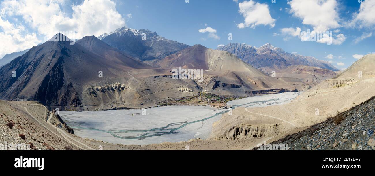 Tiri Dorf im Oberen Mustang und Kali Gandaki River, Kagbeni, Annapurna Circuit, Nepal Stockfoto