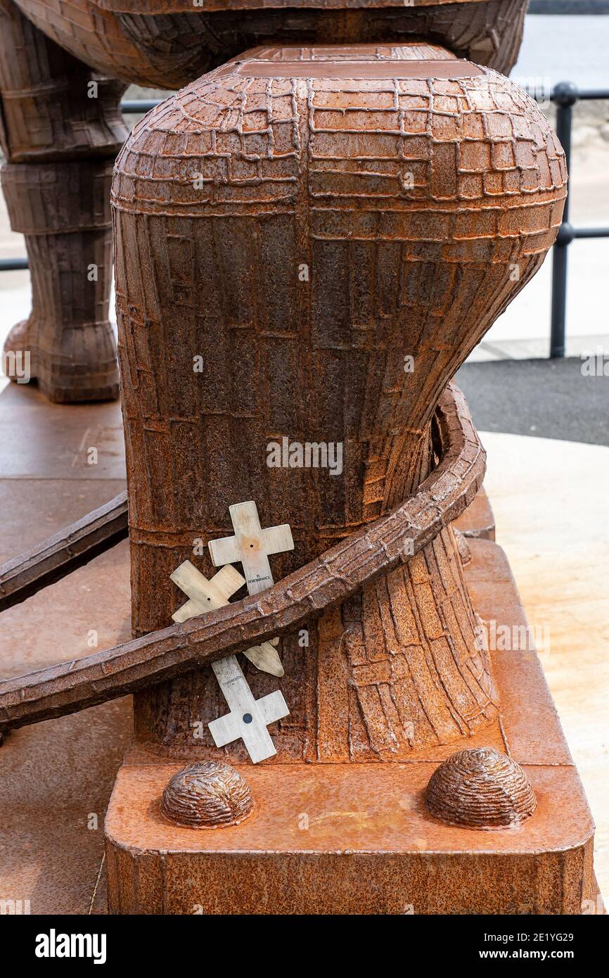 Fiddler Green, Fischer verloren am Meer Denkmal North Shields. Stockfoto