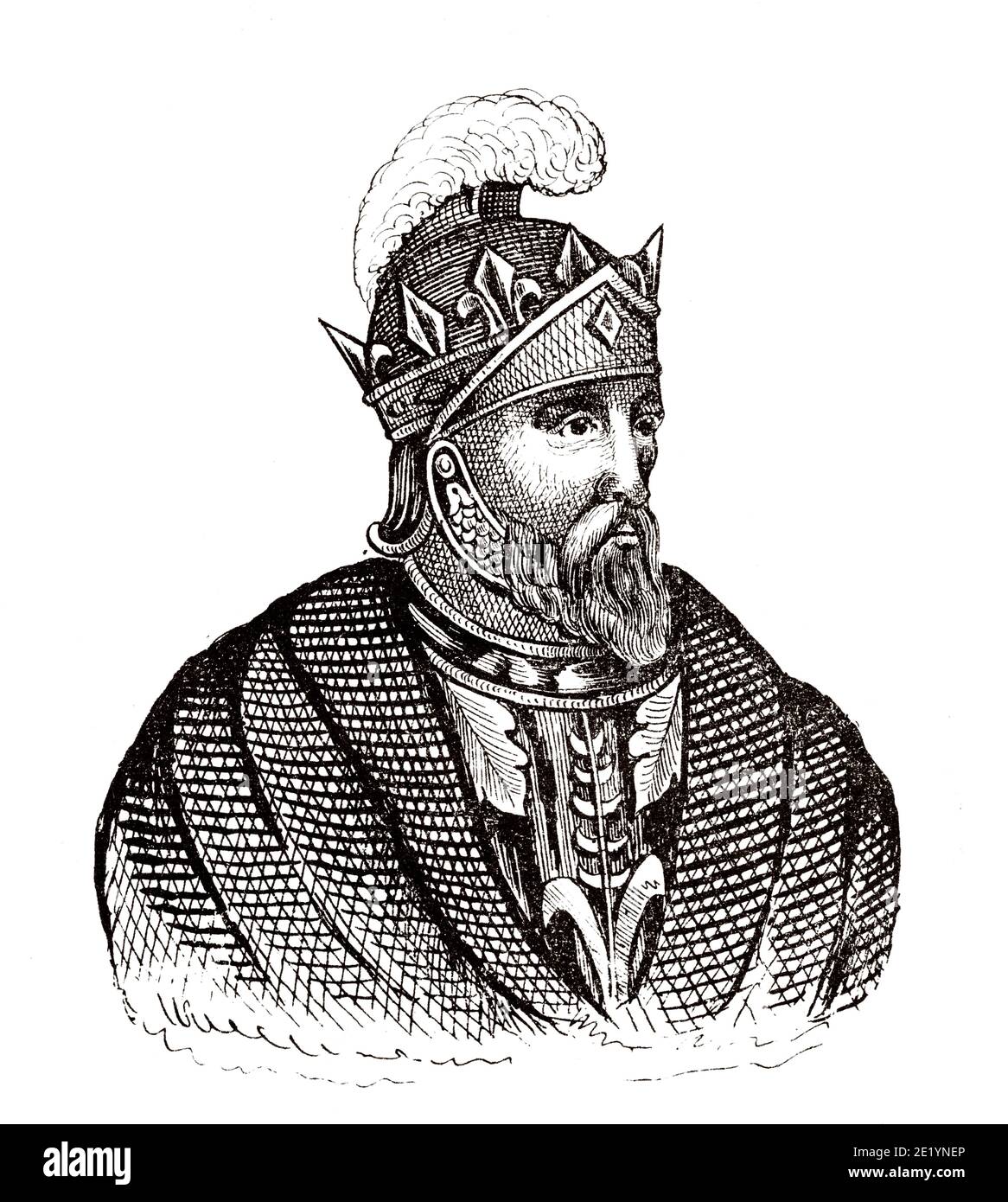 Porträt von Ludwig VIII. Der Löwe (1187 - 1226). König von Frankreich von 1223 bis 1226. Haus von Capet, direkte Kapetaner oder Haus von Frankreich. Geschichte Frankreichs, aus dem Buch Atlas de la France 1842 Stockfoto