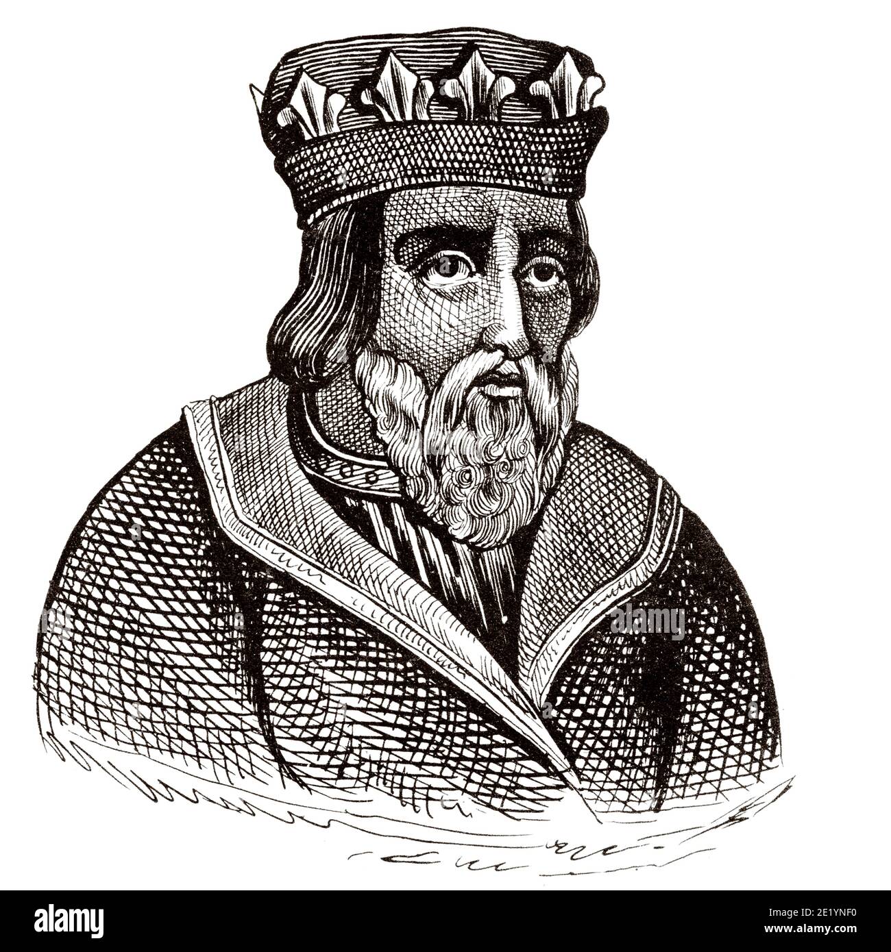 Porträt von Philippe V he Tall (1293 - 1321). König von Frankreich von 1316 bis 1321. Haus von Capet, direkte Kapetaner oder Haus von Frankreich. Geschichte Frankreichs, aus dem Buch Atlas de la France 1842 Stockfoto