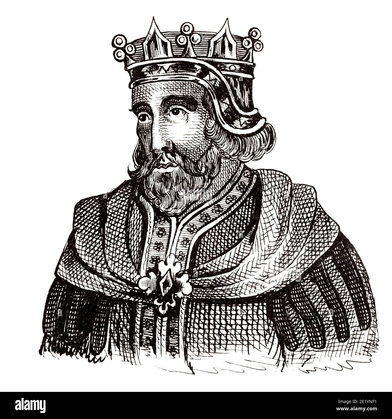 Porträt Karls IV. (1295 - 1328). König von Frankreich von 1321 bis 1328. Haus von Capet, direkte Kapetaner oder Haus von Frankreich. Geschichte Frankreichs, aus dem Buch Atlas de la France 1842 Stockfoto