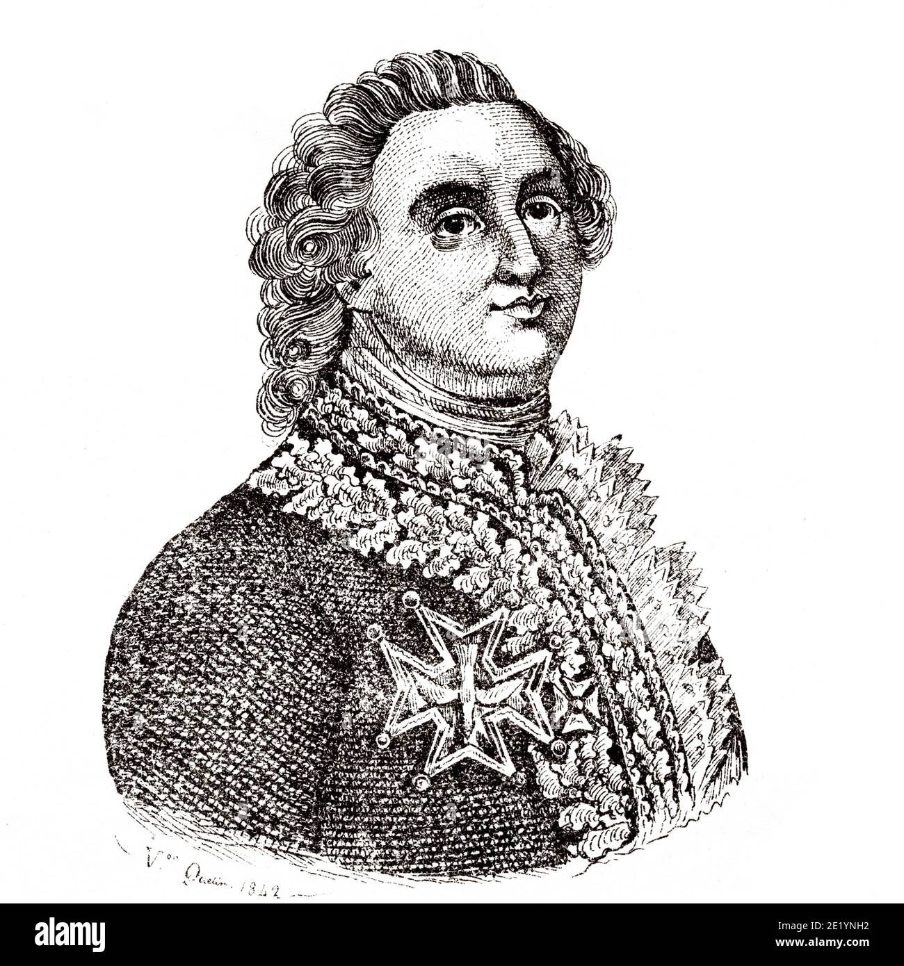 Porträt von Ludwig XVI. Der Restaurator der französischen Freiheit (1754 - 1793). König von Frankreich von 1774 bis 1793. Haus von Bourbon. Geschichte Frankreichs, aus dem Buch Atlas de la France 1842 Stockfoto