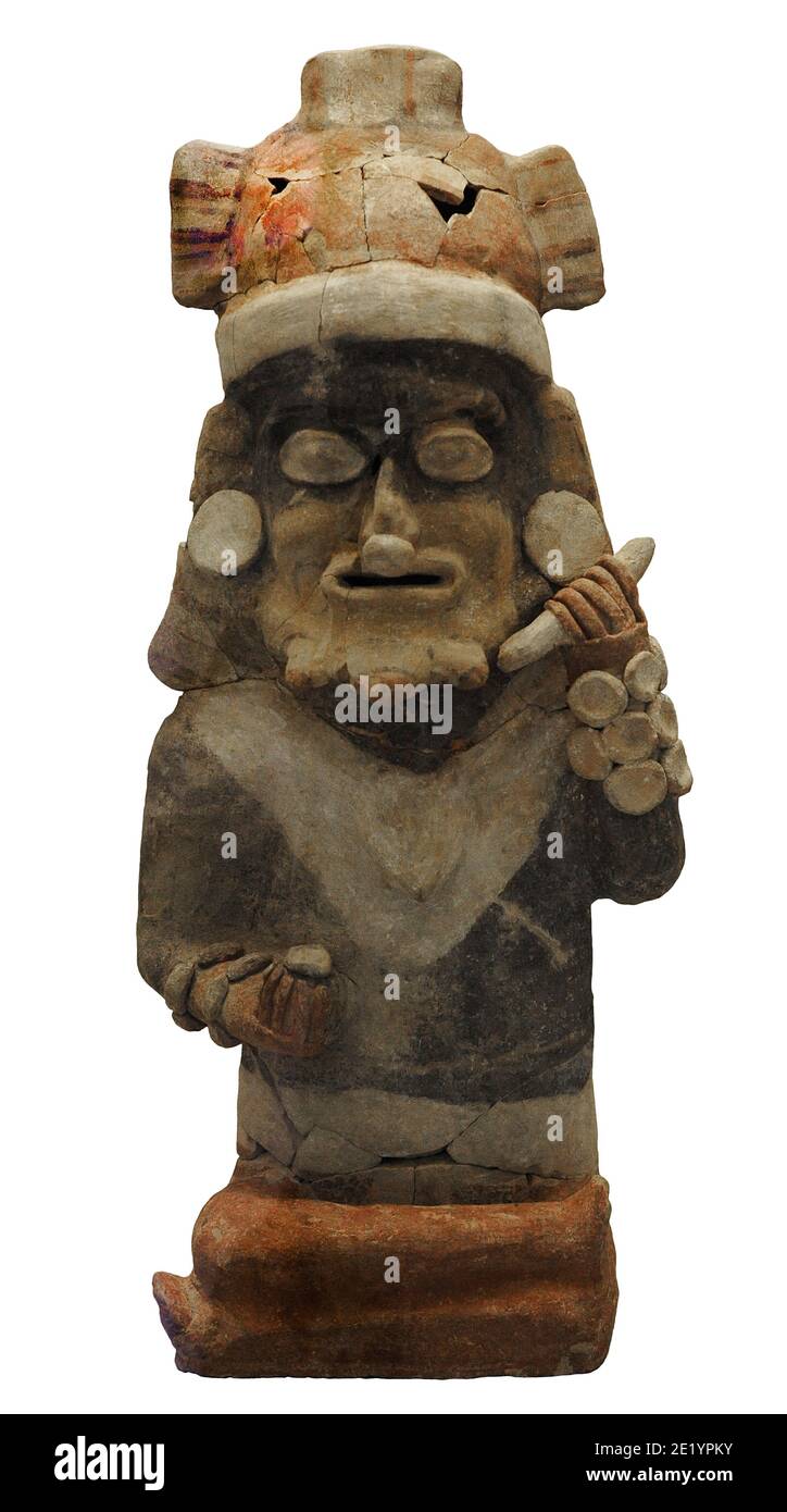 Figur, die einen Häuptling darstellt. Keramik. Bahia Kultur (500 v. Chr.-500 n. Chr.). Ecuador. Museum of the Americas. Madrid, Spanien. Stockfoto