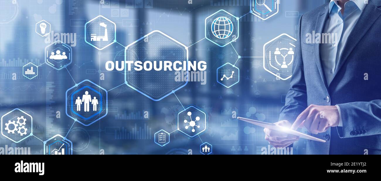 Outsourcing 2021 Human Resources Business Internet Technology Konzept Stockfoto