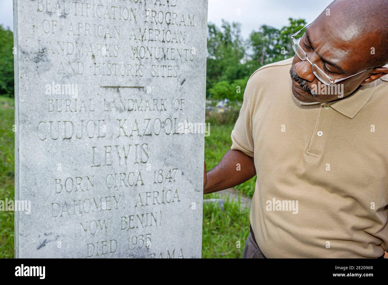 Alabama Mobile Africa Town Welcome Center Ausstellung Black History, Mann Friedhof Cudjoe Kazoola Lewis Grabstein Grab, Stockfoto