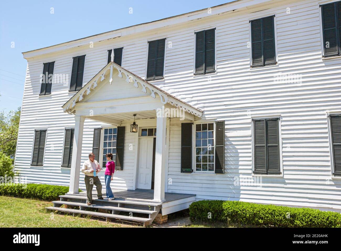 Alabama Perdue Hill Masonic Lodge No. 3 erbaut 1824 Eingang, Vorderseite außen, Stockfoto