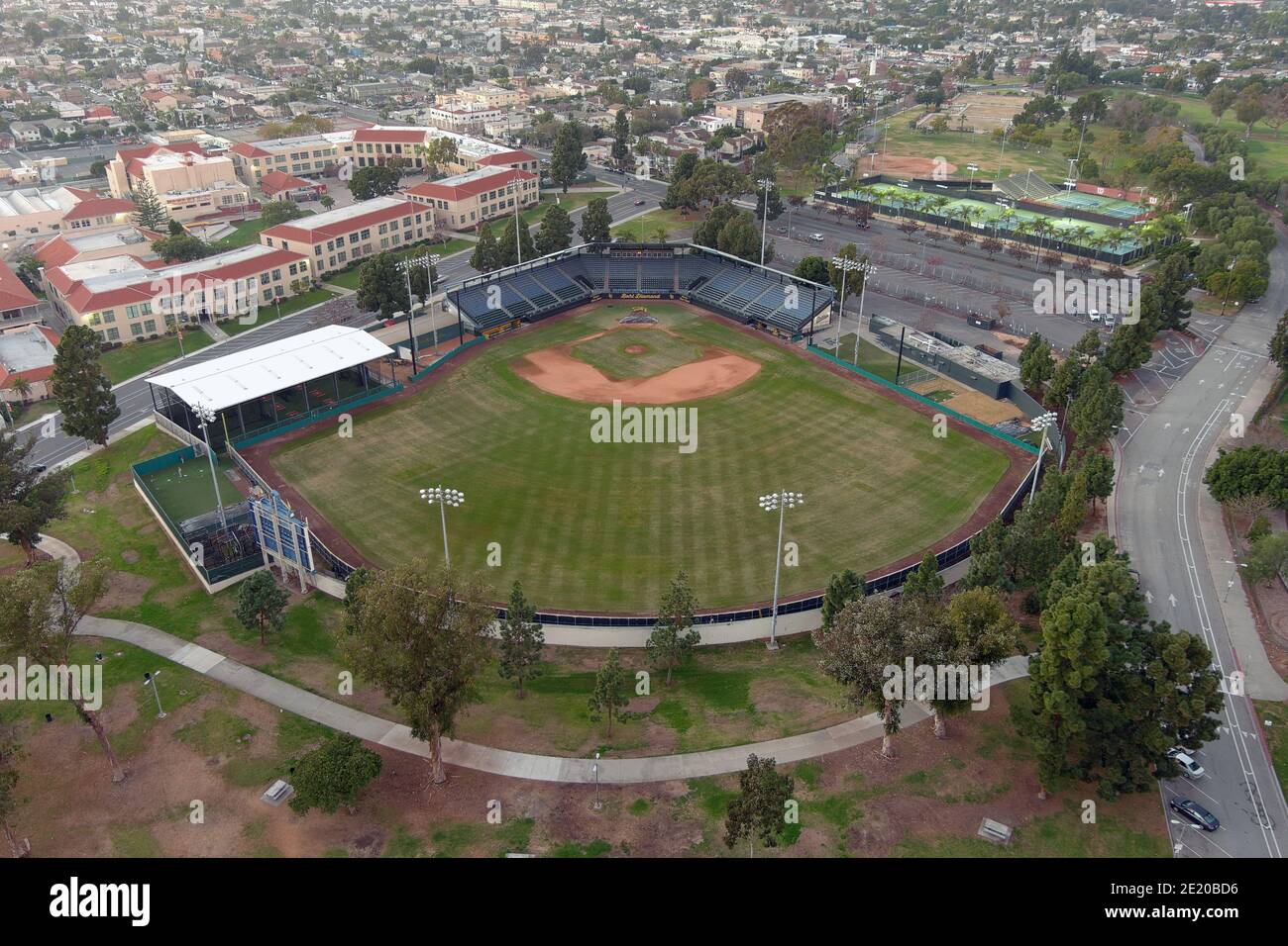 Eine allgemeine Ansicht von Blair Field, Samstag, 9. Januar 2021, in Long Beach, Kalifornien. Das Stadion, eröffnet im Jahr 1958 und befindet sich im Recreation Park, wurde af Stockfoto