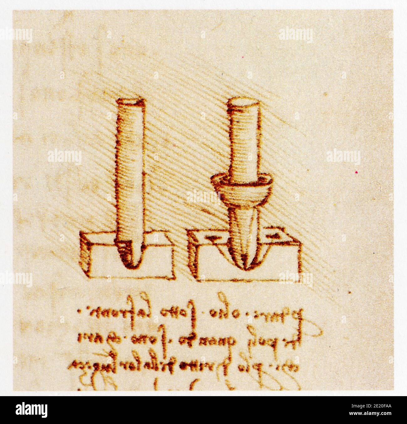 Leonardo da Vinci. 1452-1519. Moyen d'atténuer le frottement des axes rotatifs. Schmierung Stockfoto