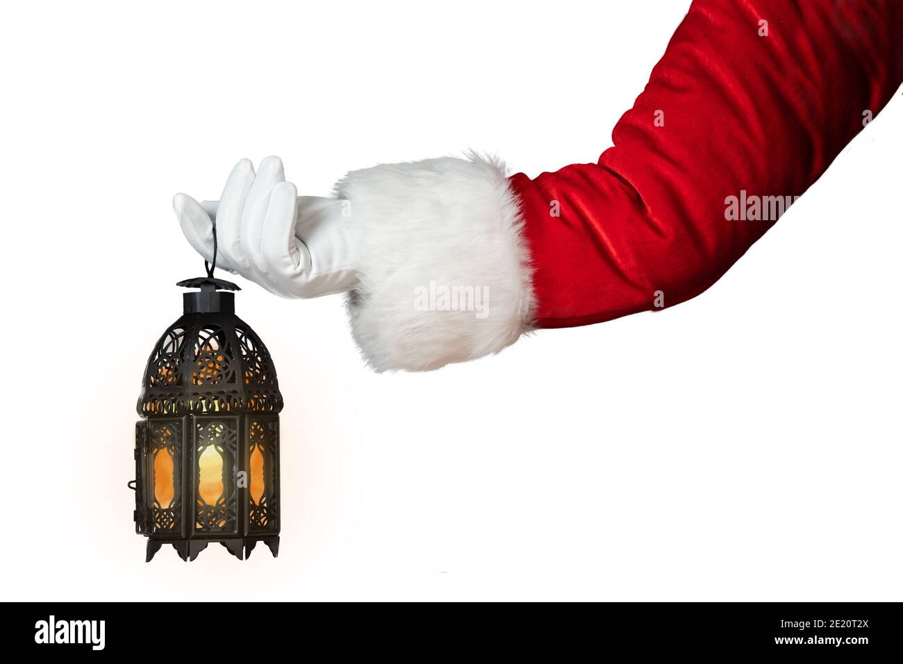 Santa Claus hand auf weißem Hintergrund Stockfoto