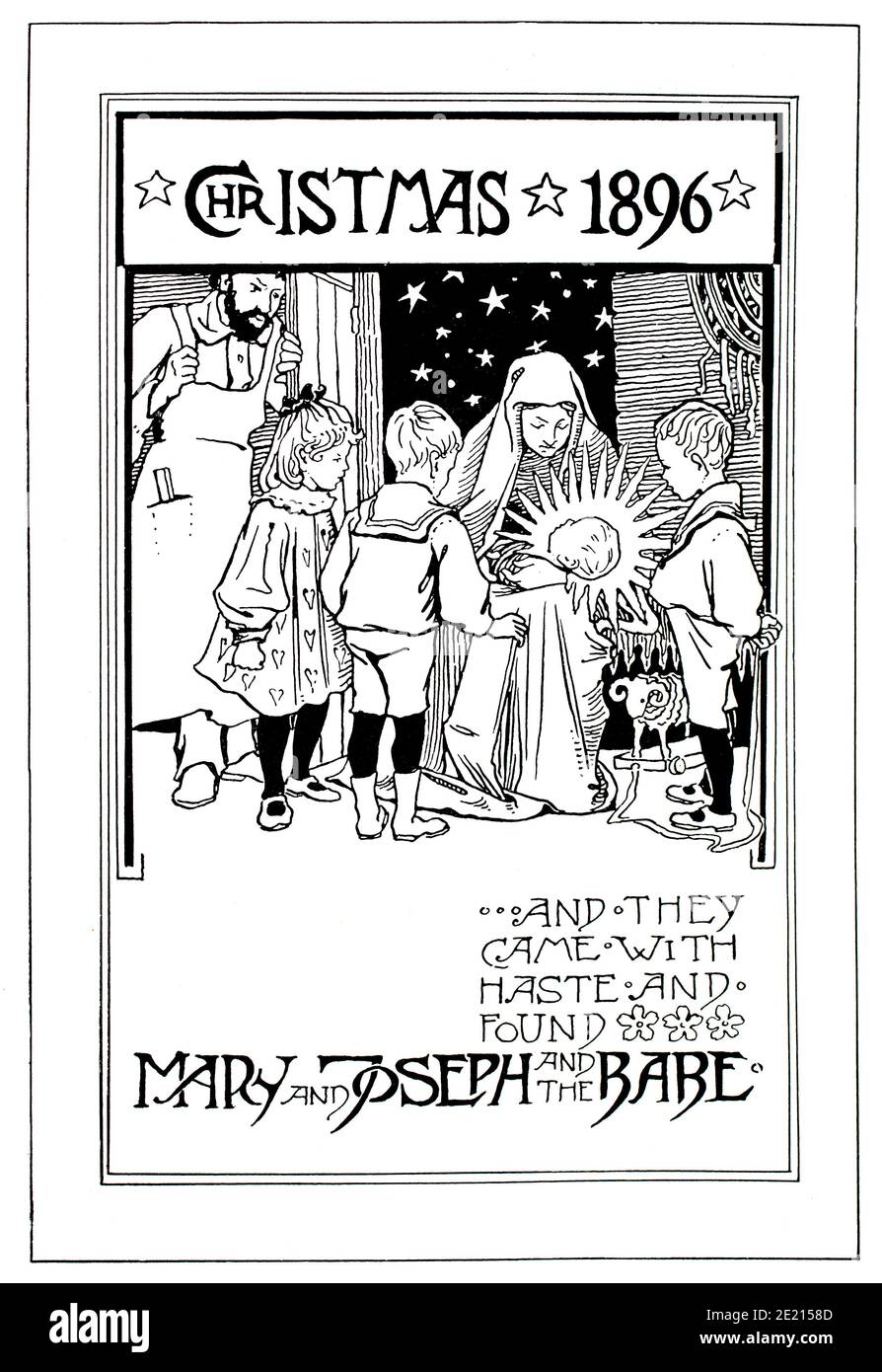 Weihnachtskarte Weihnachtskarte, für Weihnachten 1896 Illustration von Marta Fjetterstroin, Zenkaping, Schweden, im Jahr 1897 das Studio ein Illustriertes Magazin von Stockfoto