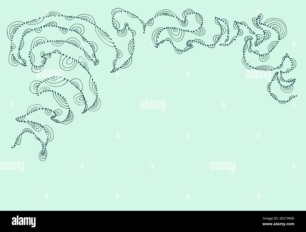 Freihändig skizzierte Ornament, Rahmen schwarze Linie auf hellgrünem Hintergrund, dekorative Design-Element Stockfoto Freihändig skizzierte Ornament, Rahmen schwarze Linie auf hellgrünem Hintergrund, dekorative Design-Element Stockfoto