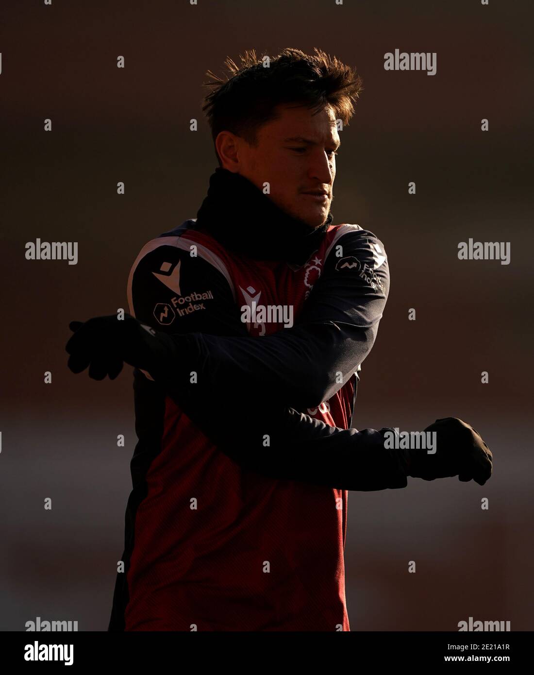 Joe Lolley von Nottingham Forest vor dem dritten Lauf des Emirates FA Cup im City Ground, Nottingham. Stockfoto