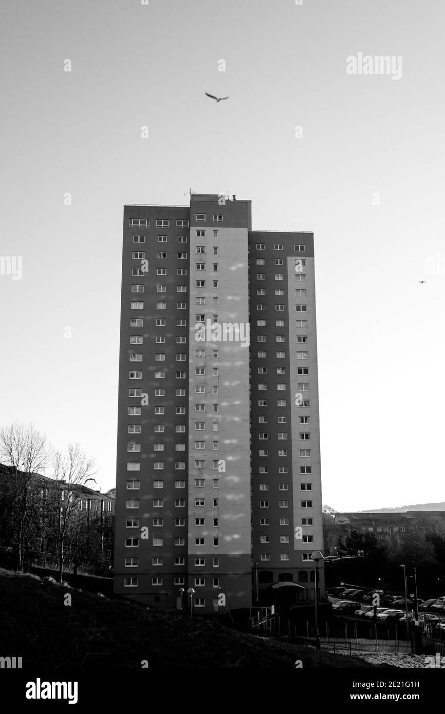Hochhauswohnungen in Shawlands, Glasgow Stockfoto