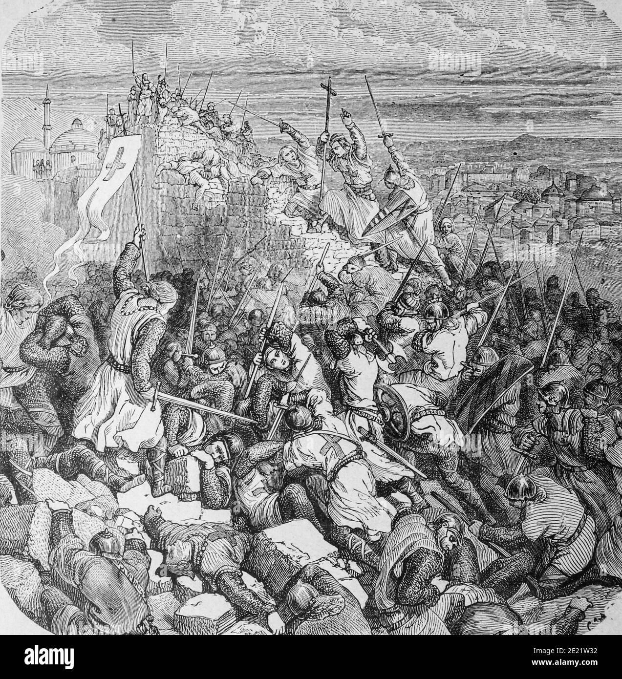 Gefangennahme jerusalems 1099. Ausgabe lahure 1881 Stockfoto