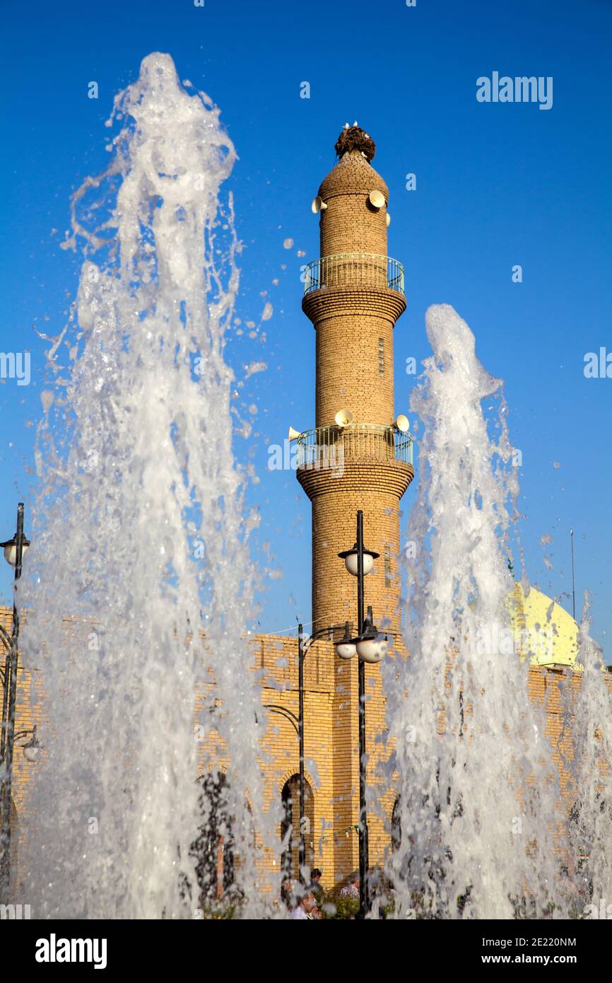 Irak, Kurdistan, Erbil, Shar Park, Uhrturm und Qaysari Basare, Stockfoto