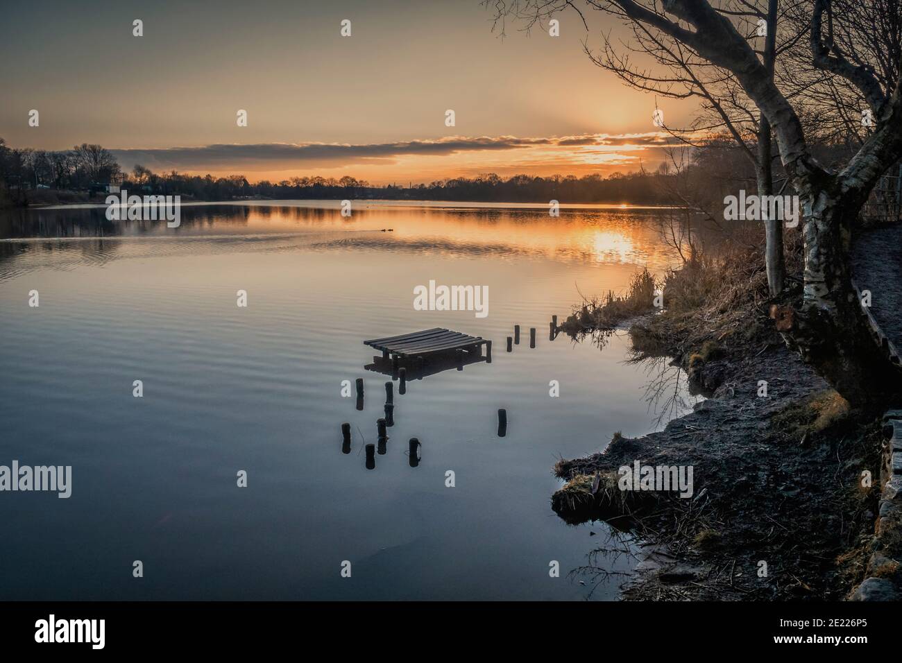 Carr Mill Dam ist eine atemberaubend schöne Gegend mit einfachen Verbindungen zwischen Liverpool und Manchester in St. Helens. Nicht nur das größte Binnenland Stockfoto