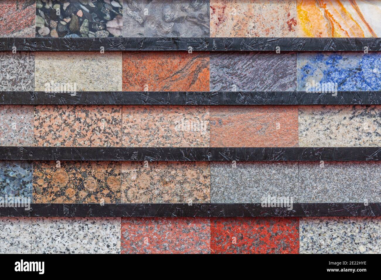 Marmor Stein Granit Fliesen Vielfalt Auswahl Material Stockfoto