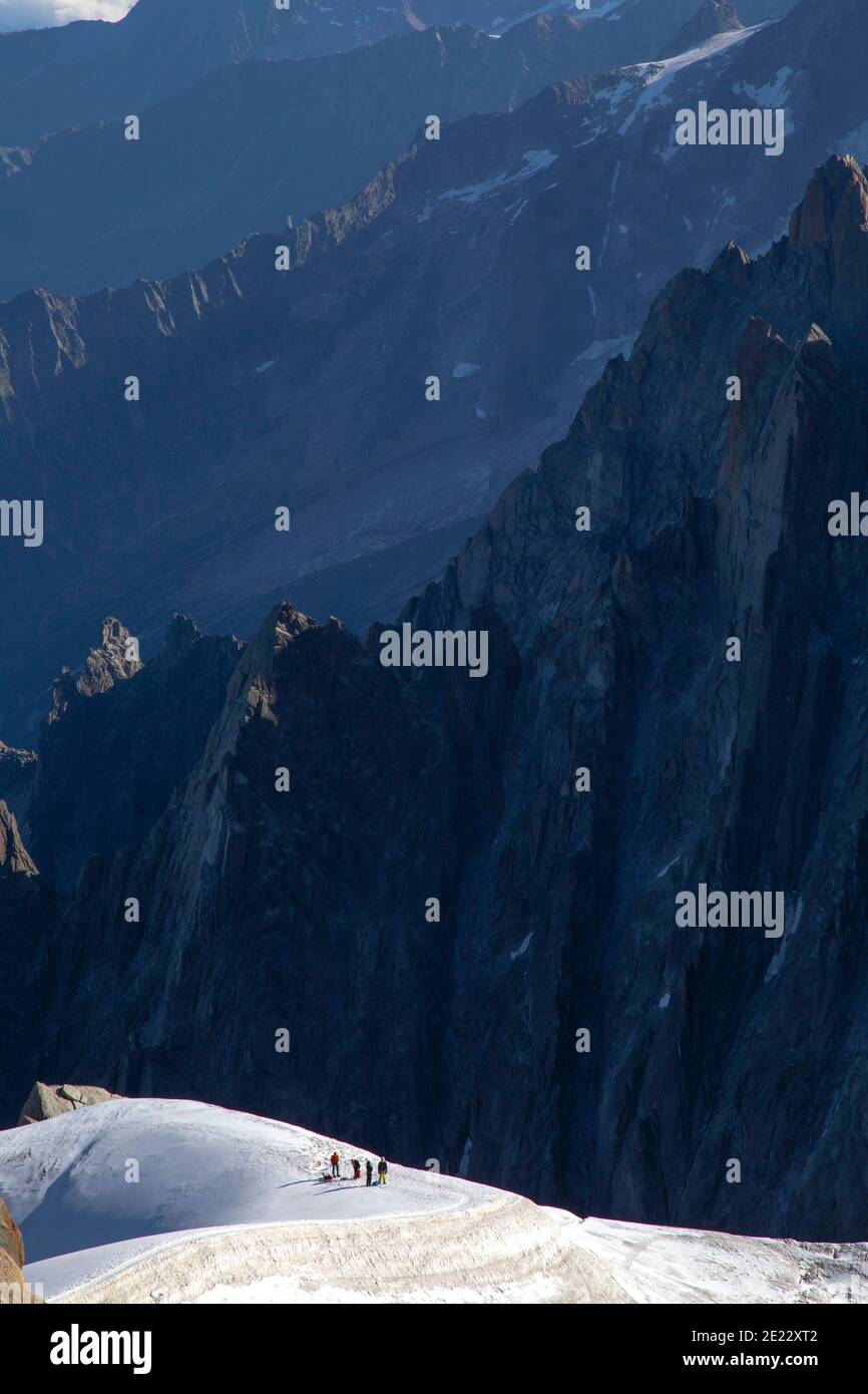 Bergsteiger bereit, Montblanc zu besteigen Stockfoto