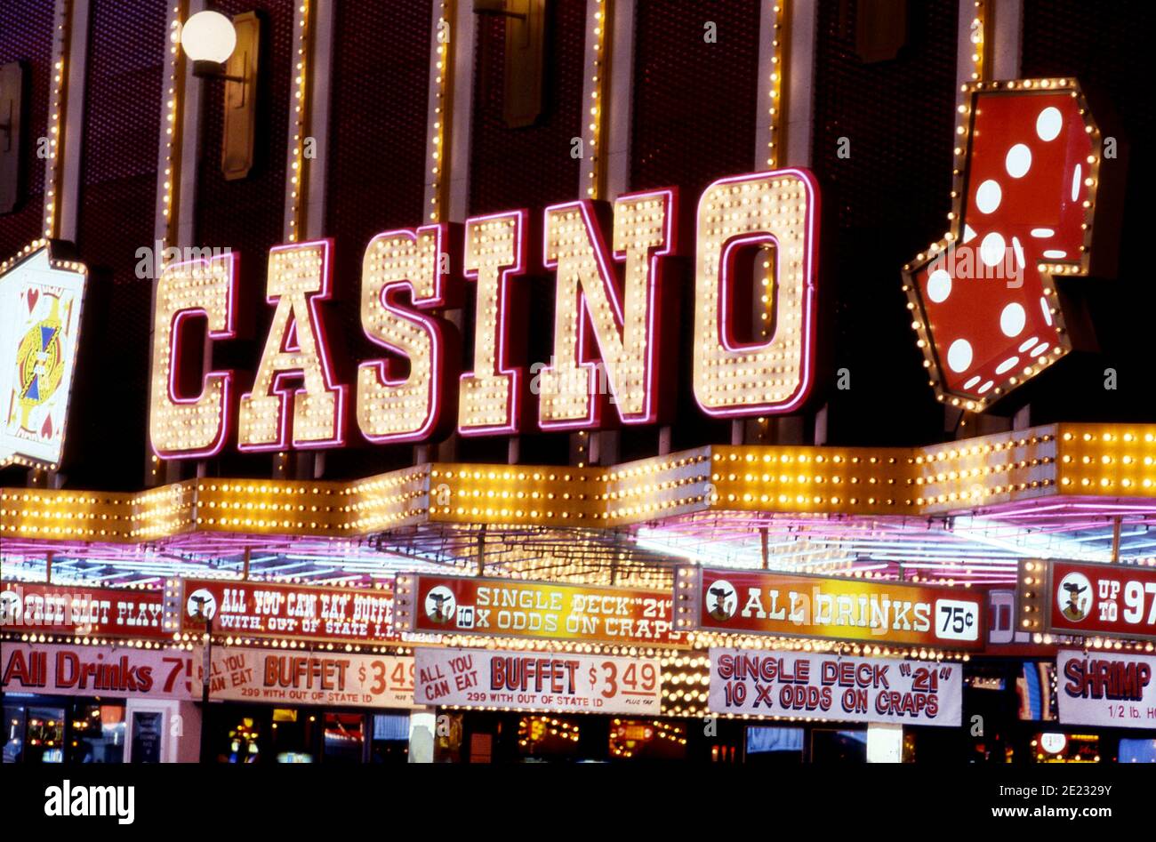 Casino Neon-Schild an der Fremont Street in Downtown Las Vegas, Nevada Stockfoto