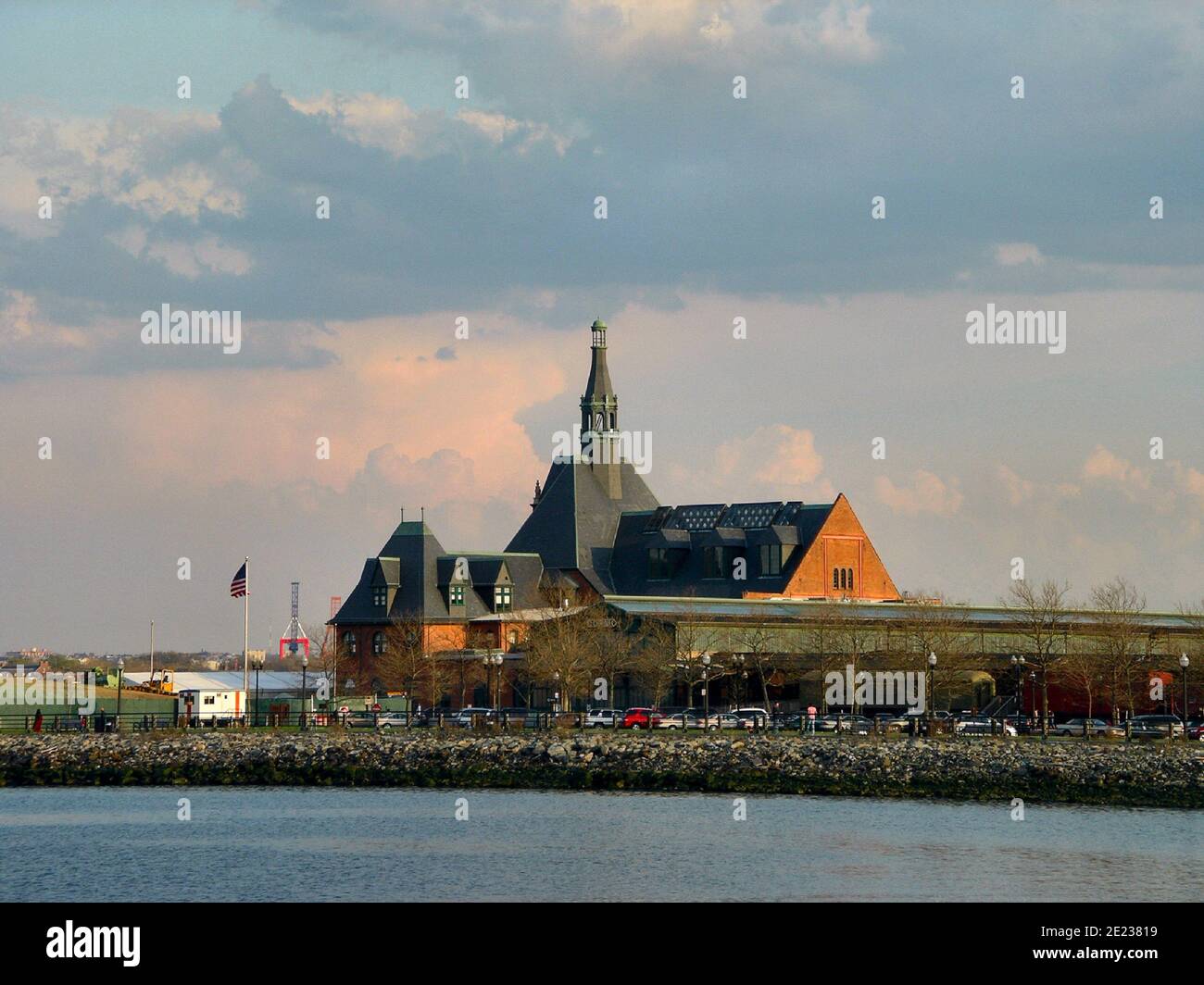 Liberty State Park alten Bahnhof und Gleise. Jersey City, New Jersey Stockfoto