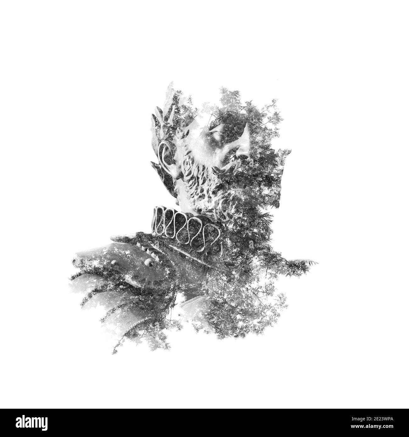 Eine Statue aus der portugiesischen Landschaft besteht aus einem Element ihrer Umgebung. Stockfoto