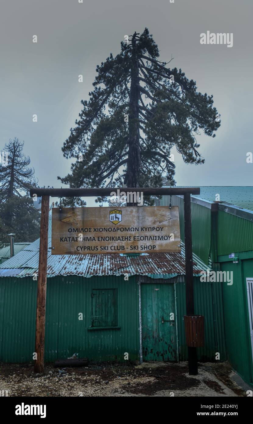 Skihuette, Berg Olymp, Troodos-Gebirge, Zypern Stockfoto