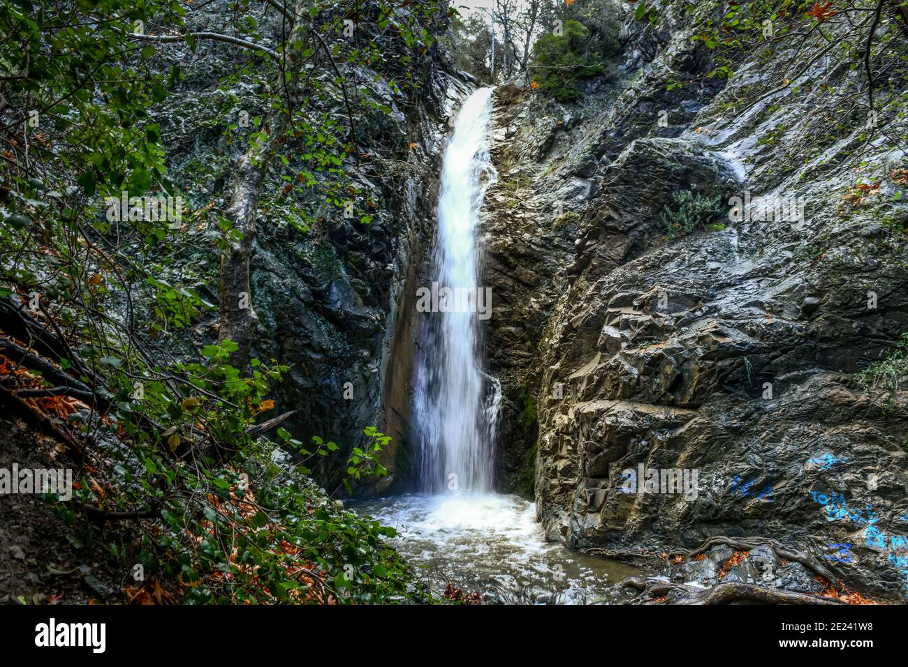 Millomeris-Wasserfall, Pano Platres, Troodos-Gebirge, Zypern Stockfoto