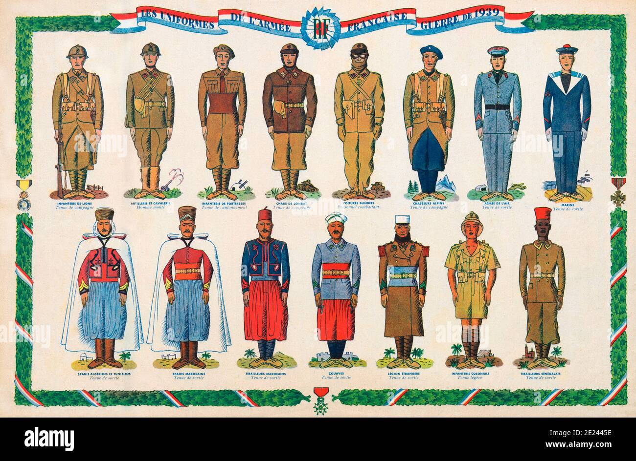 Französische Armee Uniform vor dem Zweiten Weltkrieg. Stockfoto