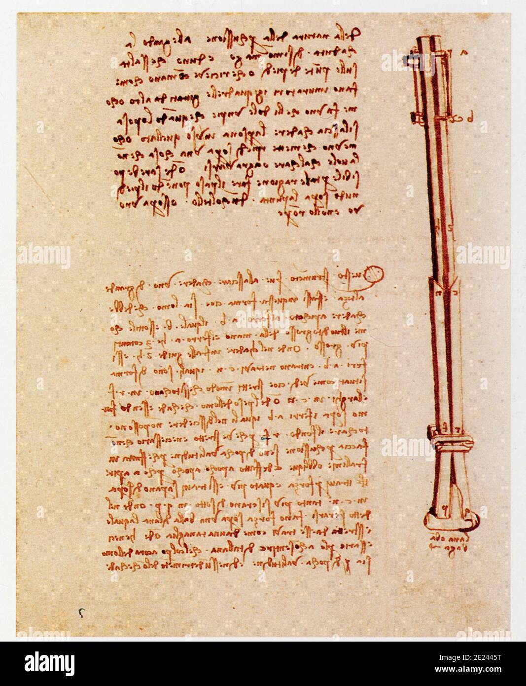 Leonardo da Vinci. 1452-1519. Amortisseur télescopique Stockfoto