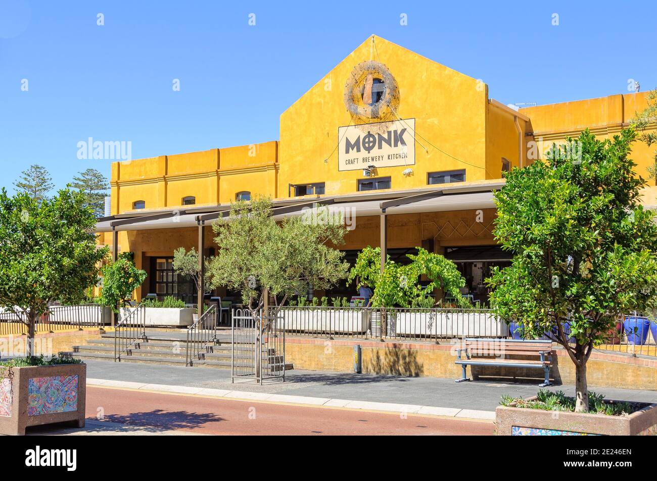 Die Monk Craft Brewery Kitchen ist Fremantles einzige unabhängige Kleinserienbrauerei - Fremantle, WA, Australien Stockfoto