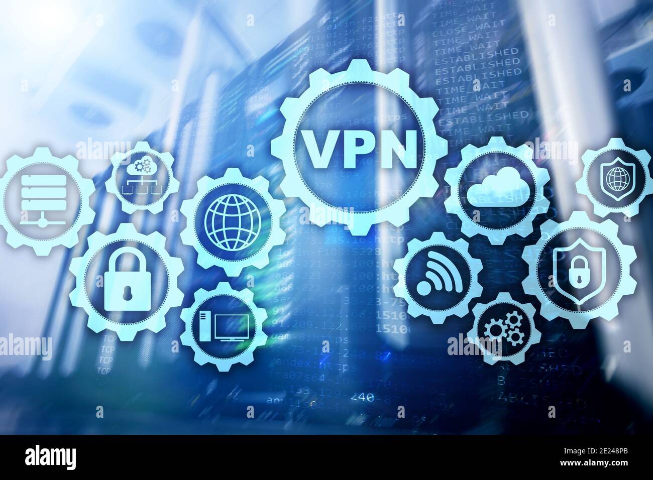 Sichere VPN-Verbindung. Virtuelles privates Netzwerk oder Internet Security Konzept Stockfoto
