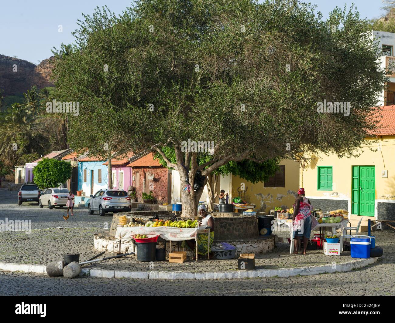 Cidade Velha, historisches Zentrum von Ribeira Grande, UNESCO-Weltkulturerbe. Insel Santiago (Ilha de Santiago), Kapverdische Inseln Stockfoto