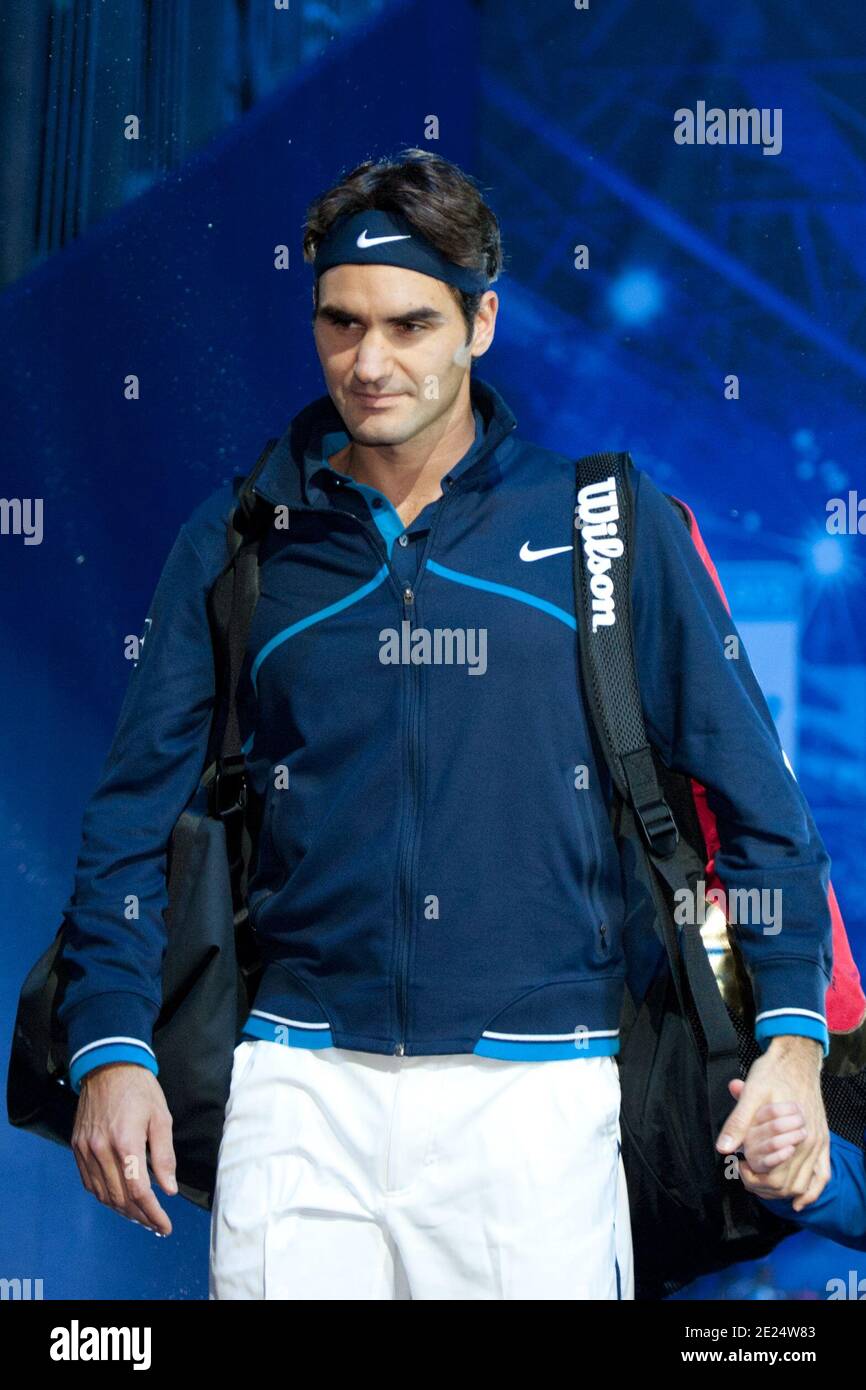 Roger Federer in Aktion Stockfoto