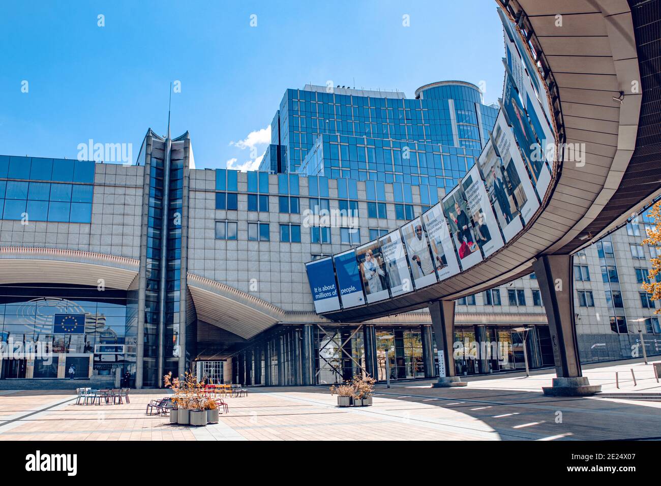 Brüssel, Belgien - 20. Juli 2020: Das Europäische Parlament, Sitz der europäischen Demokratie Stockfoto
