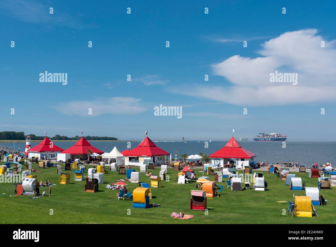 Grasstrand Grimmershoerner-Bucht, Cuxhaven, Niedersachsen, Deutschland, Europa Stockfoto