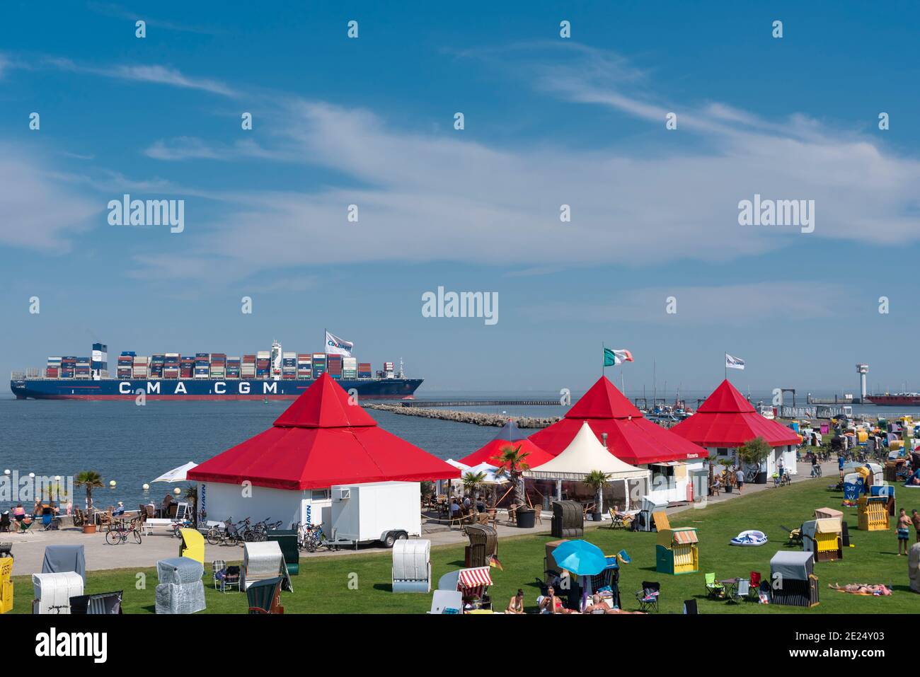 Grasstrand Grimmershoerner-Bucht, Cuxhaven, Niedersachsen, Deutschland, Europa Stockfoto