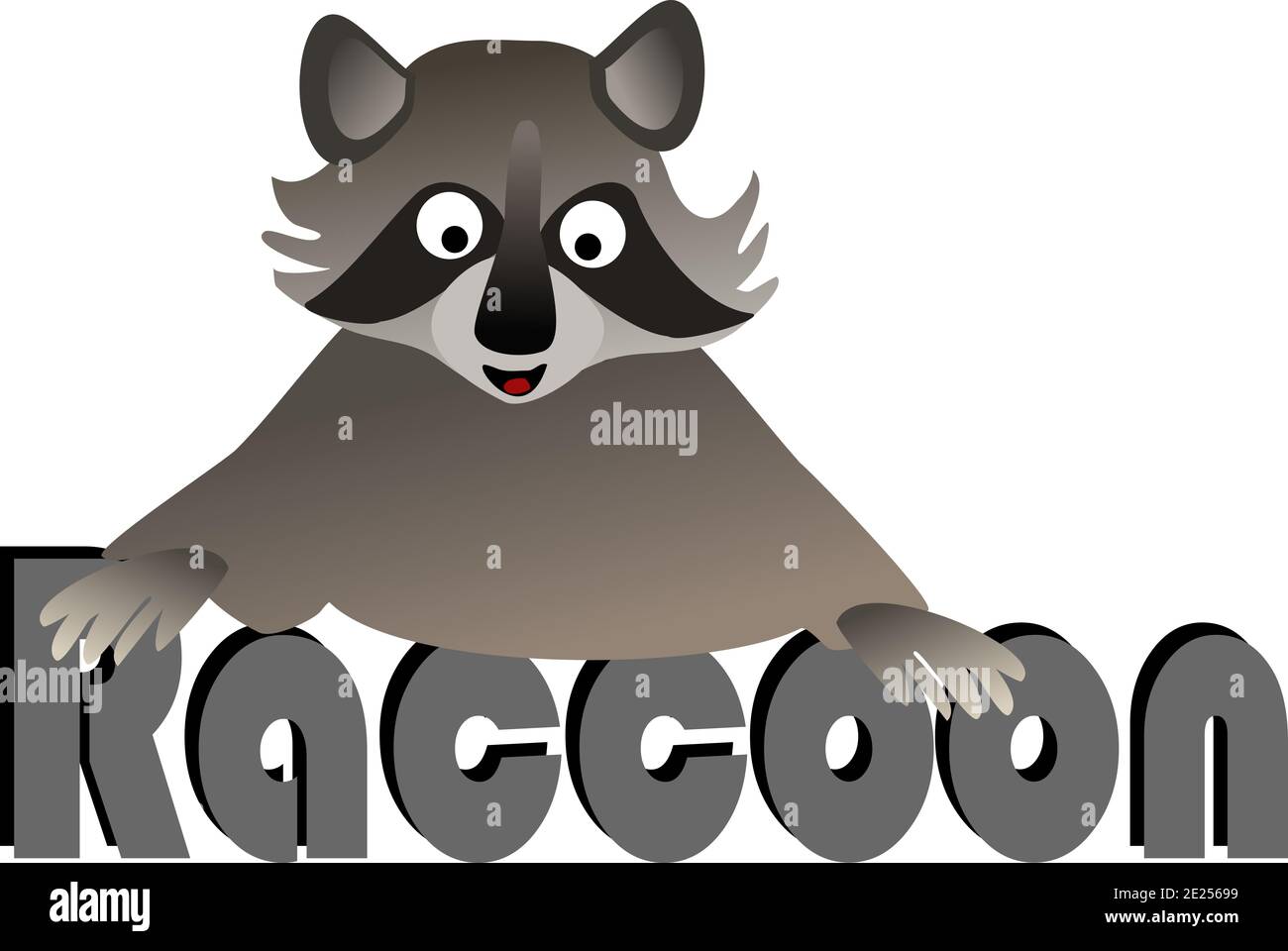 Raccoon-Symbol mit Text unter Stockfoto