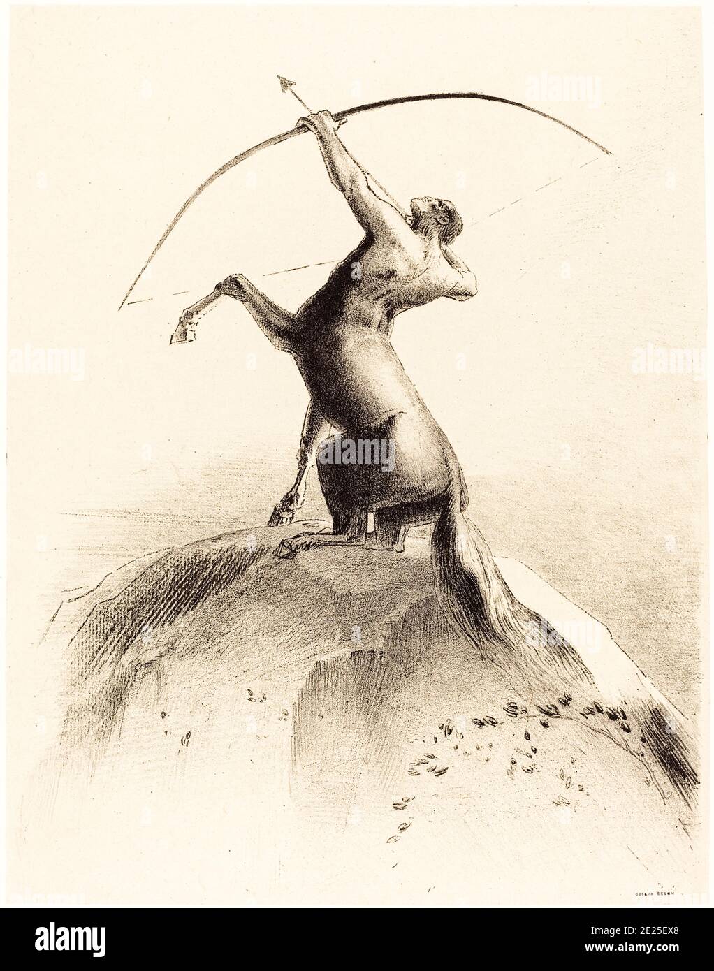 Centaur visant les Nues (Centaur mit dem Ziel der Wolken), Lithografie von Odilon Redon, 1895 Stockfoto