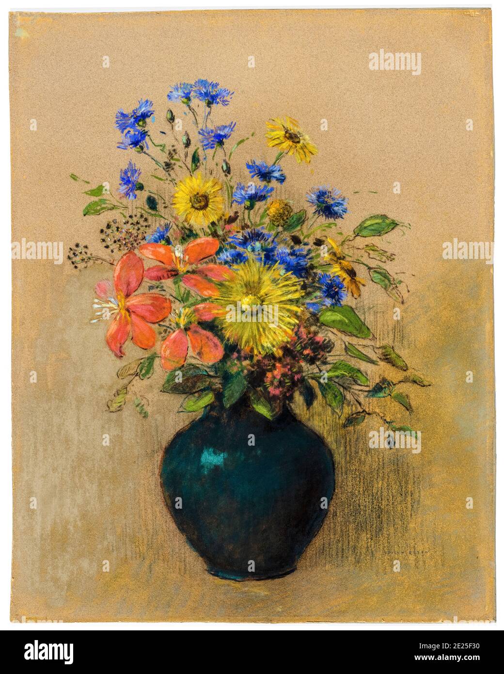 Odilon Redon, Stillleben Pastellzeichnung, Wildblumen, um 1905 Stockfoto