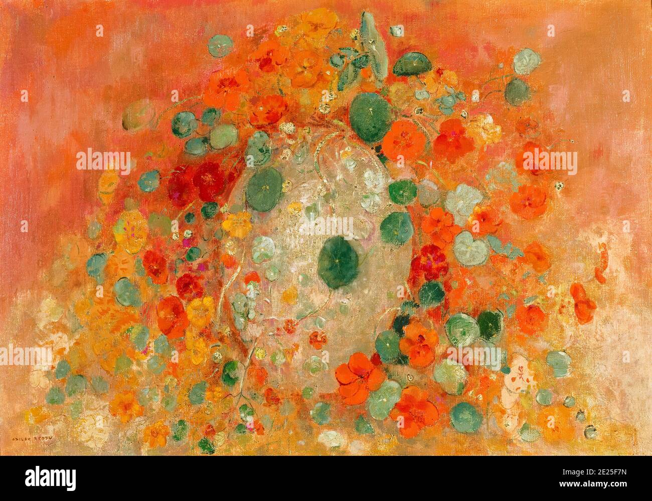 Nasturtiums, Stillleben Malerei von Odilon Redon, 1905 Stockfoto